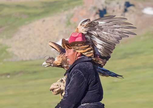 Kazakh nomad with his golden eagle