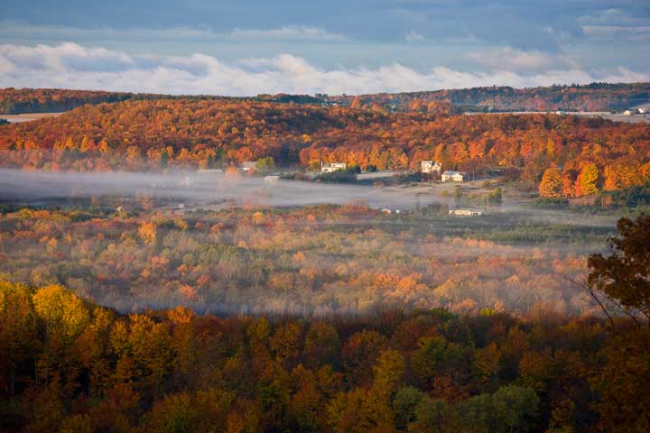 Beautiful fall colors from the top of Nub's Nob ski area in Harbor Springs northern Michigan